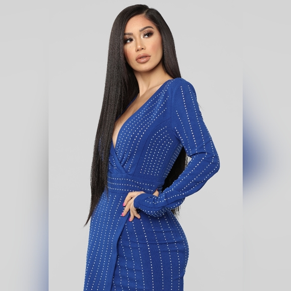 Royal Blue Rhinestone Dress - Picture 5 of 9